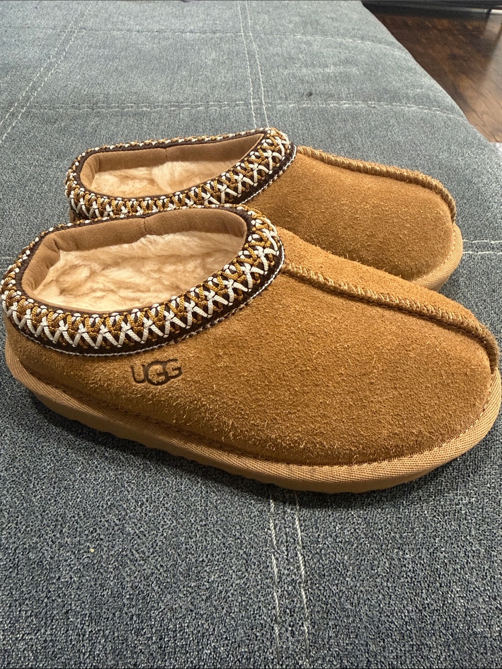 UGG Chestnut Suede Shearling Slip-On Clog
